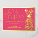 50 & Fabulous! Hot Pink 50th Birthday Party Gold Foil Invitation<br><div class="desc">50 & Fabulous! Hot Pink 50th Birthday Party Gold Foil Invitation

See other invitations in our Niche and Nest Store</div>