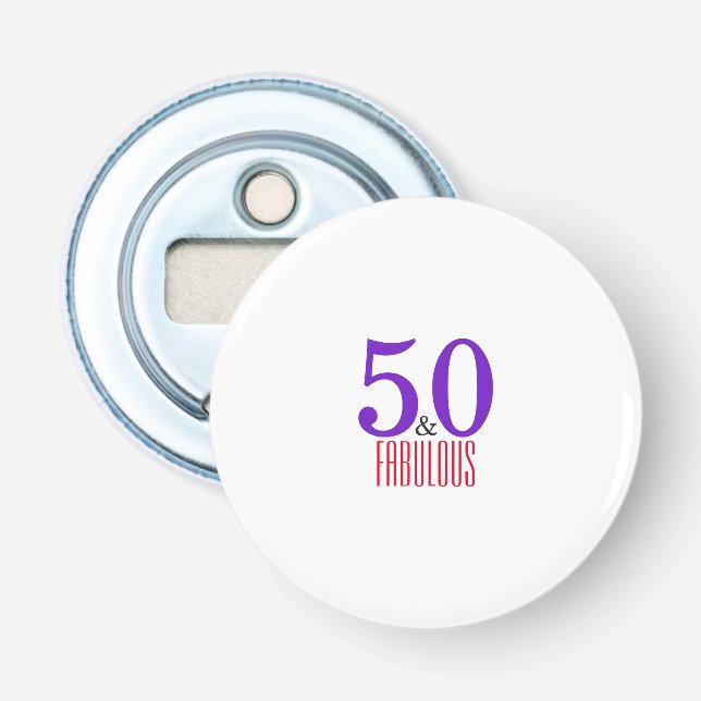 50 & Fabulous I Elegant 50th Birthday Party Bottle Opener (Front)
