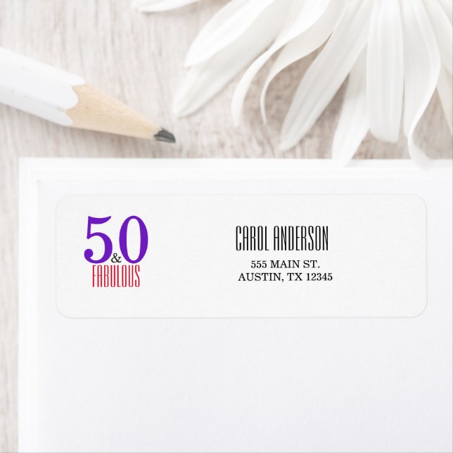 50 & Fabulous Milestone Birthday Label (Insitu)