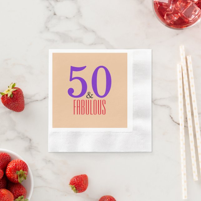 50 & Fabulous Minimal Milestone Birthday Napkins (Insitu)