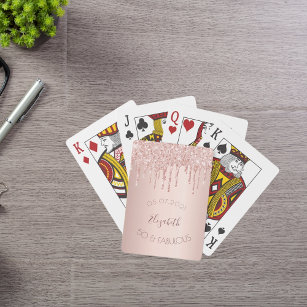 50 fabulous party rose gold drips  playing cards
