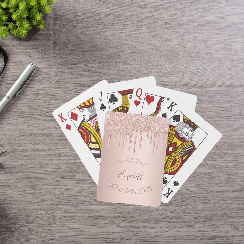 50 fabulous party rose gold drips  poker cards