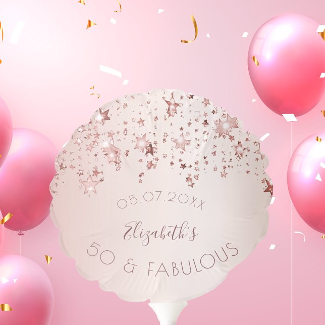50 & fabulous party rose gold pink stars glam balloon (Creator Uploaded)