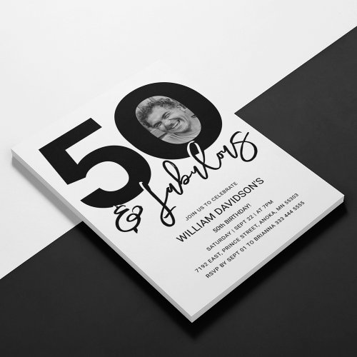 50  Fabulous Photo 50th Birthday Invitation