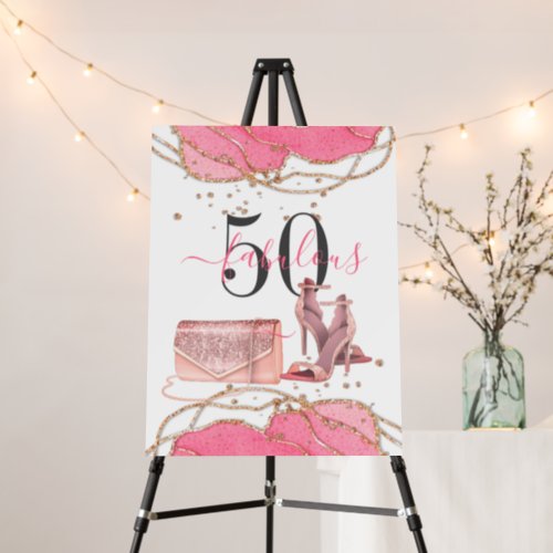 50 Fabulous Pink Agate Gold Glitter Dancing Shoes  Foam Board