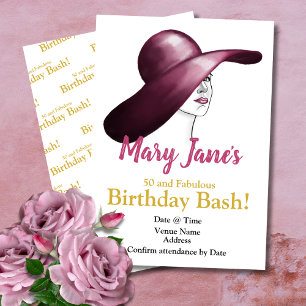 50 & Fabulous Pink and Gold Birthday Invitation!  Invitation