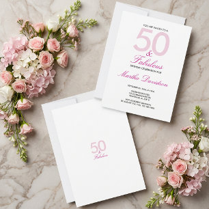 50 & Fabulous Pink Birthday Celebration Invitation
