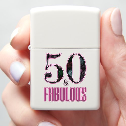 50  Fabulous Pink Black Typography 50th Birthday Zippo Lighter
