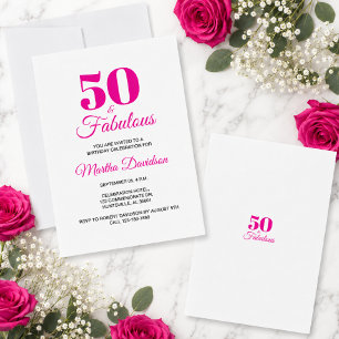 50 & Fabulous Pink Chic Party Celebration Invitation