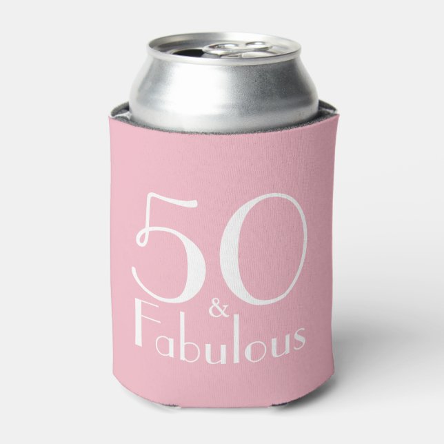 50 Fabulous Pink Girly Birthday Favor Can Cooler (Can Front)