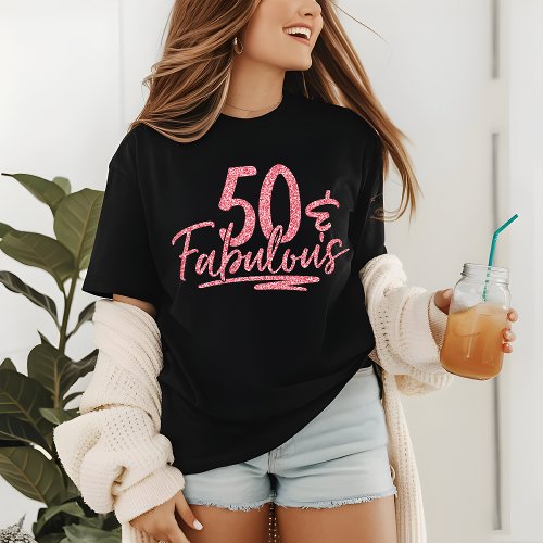 50  Fabulous Pink Glitter 50th Birthday Sparkle Tri_Blend Shirt