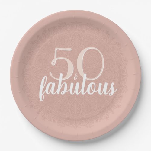 50  Fabulous Pink Mandala 50th Birthday Party Paper Plates