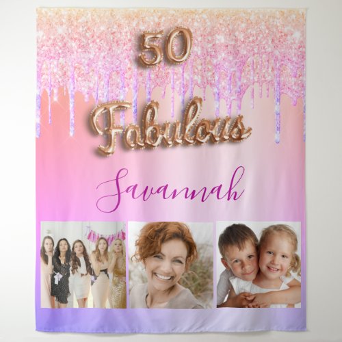 50 fabulous pink purple glitter drips photo tapestry