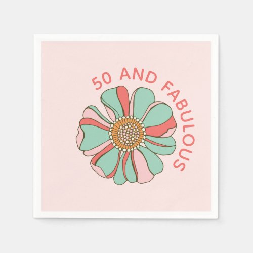 50  Fabulous Pink Retro Floral Napkins