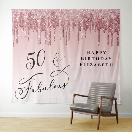 50 Fabulous Pink Rose Gold Glitter Birthday Party
