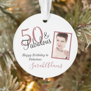 50 & Fabulous Pink Shade Birthday Acrylic Ornament