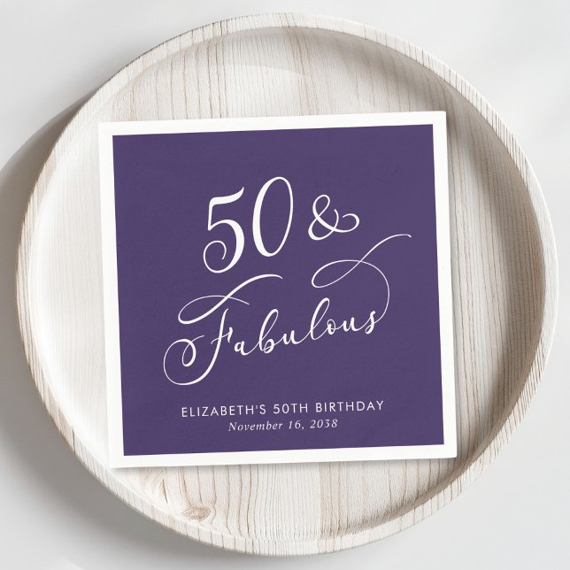 50 Fabulous Purple 50th Birthday Party Napkins (Creator Uploaded)