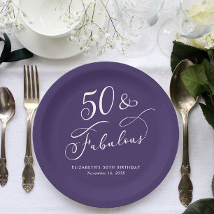 50 Fabulous Purple 50th Birthday Party Paper Plates