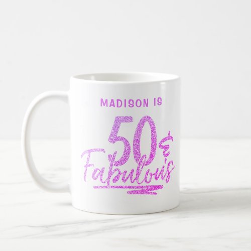 50  Fabulous Purple Glitter 50th Birthday Sparkle Coffee Mug