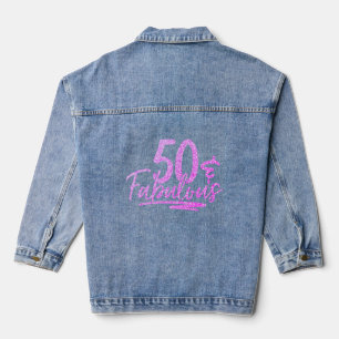 50 & Fabulous Purple Glitter 50th Birthday Sparkle Denim Jacket