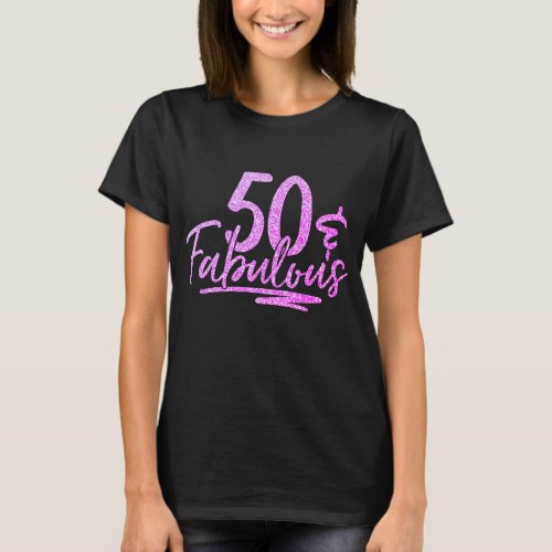 50  Fabulous Purple Glitter 50th Birthday Sparkle T_Shirt