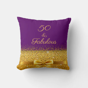 50 fabulous purple gold bow throw pillow