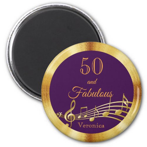 50  fabulous purple gold music notes magnet