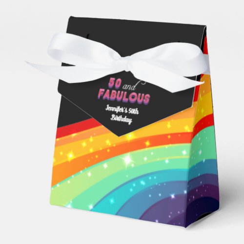 50  Fabulous Rainbow Sparkle 50th Birthday Party Favor Boxes