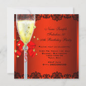 50 Fabulous Red Black Gold 50th Champagne Party Invitation (Back)