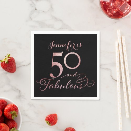 50 Fabulous Rose Gold Birthday Party Napkins