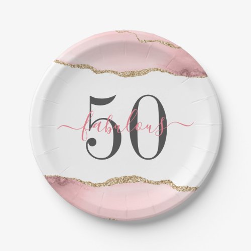 50 Fabulous Rose Gold Glitter Agate Dancing Shoes  Paper Plates