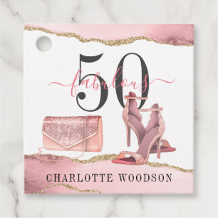 50 Fabulous Rose Gold Glitter Agate Shoes Gift Fav Favor Tags