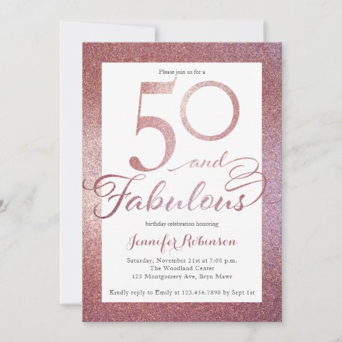 50 Fabulous Rose Gold Glitter Birthday Party