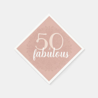 50 & Fabulous Rose Pink Floral 50th Birthday Party Napkins