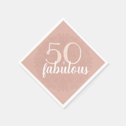 50  Fabulous Rose Pink Floral 50th Birthday Party Napkins