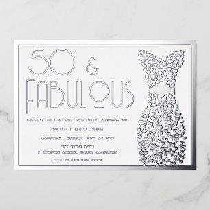 50 & Fabulous! Silver Dress 50th Birthday Party  Foil Invitation
