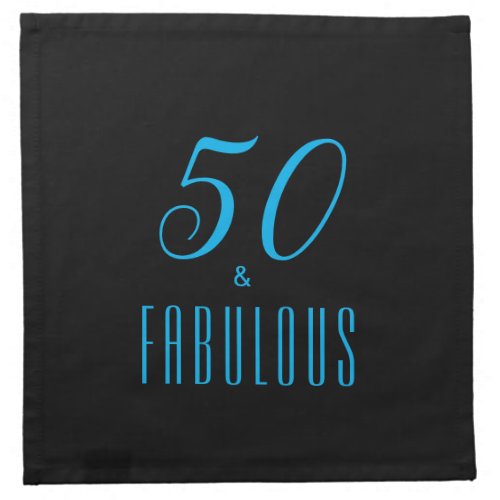 50  Fabulous Sky Blue Black Birthday  Cloth Napkin
