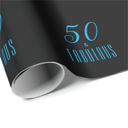 50  Fabulous Sky Blue Black  Wrapping Paper