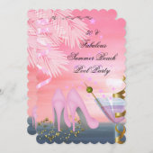 50 Fabulous Summer Pink Cocktail Heels Party Invitation (Front/Back)