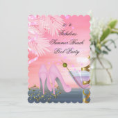 50 Fabulous Summer Pink Cocktail Heels Party Invitation (Standing Front)