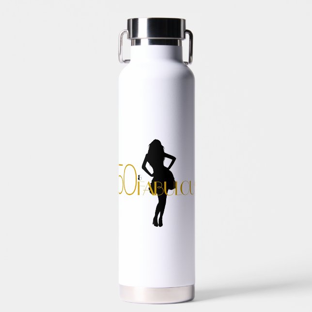 50 & FABULOUS THAT'S ME! 50th Birthday Modern Fun Water Bottle (Front)