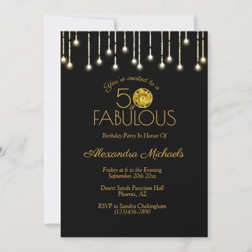 50  Fabulous White Lights On Black Yellow Cactus Invitation