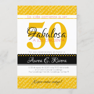50 & Fabulous yellow Spanish / Fabulosa amarillo Invitation