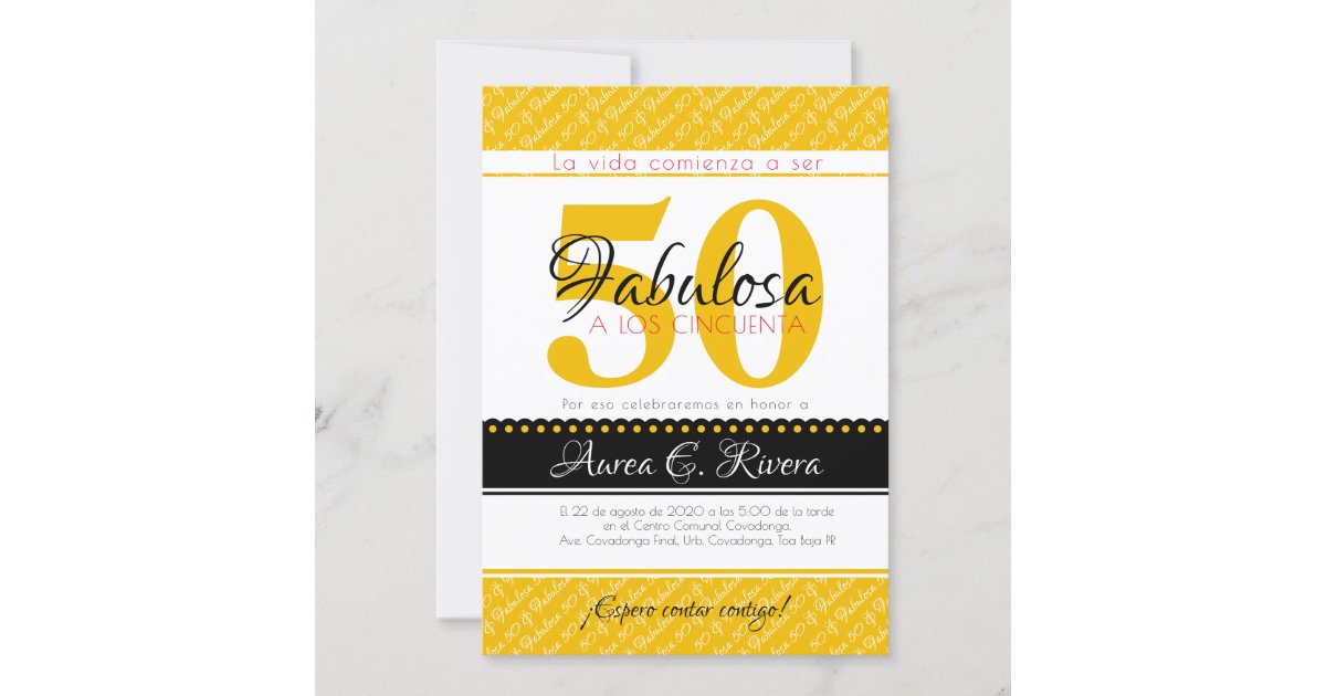 Invitación De 50 Años Mujer, SPANISH 50th Birthday Invitation, 50