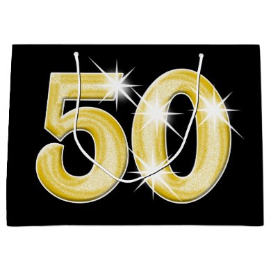 50 Fiftieth Fifty birthday anniversary Large Gift Bag