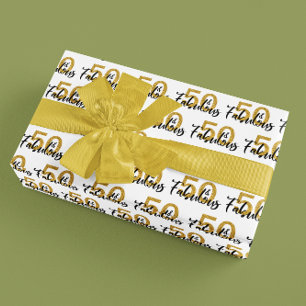 50 Fifty and Fabulous 50th Birthday Wrapping Paper