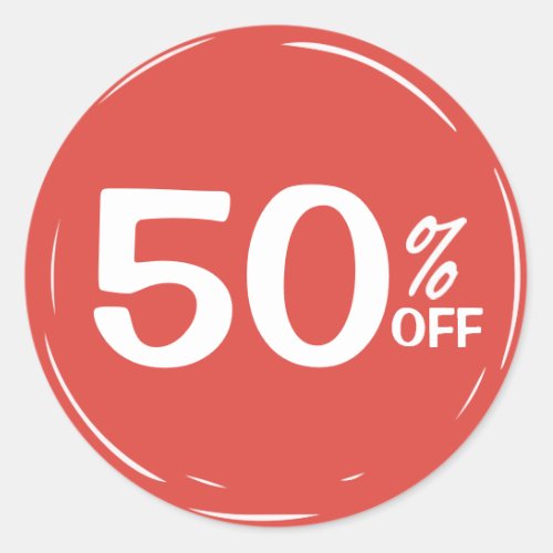 50 Fifty Percent OFF Discount Sale Classic Round Sticker