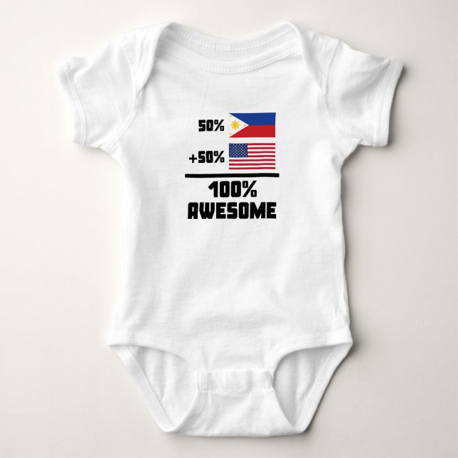 50% Filipino 50% American 100% Awesome Baby Bodysuit (Front)