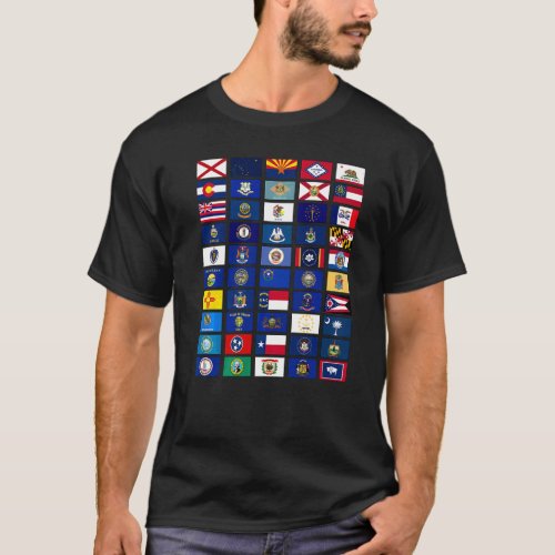 50 Flags Of All States In The Usa America Event Ou T_Shirt