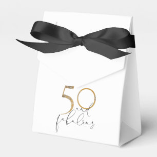 50 & Flawless Gold Glack & White Script Birthday Favor Boxes